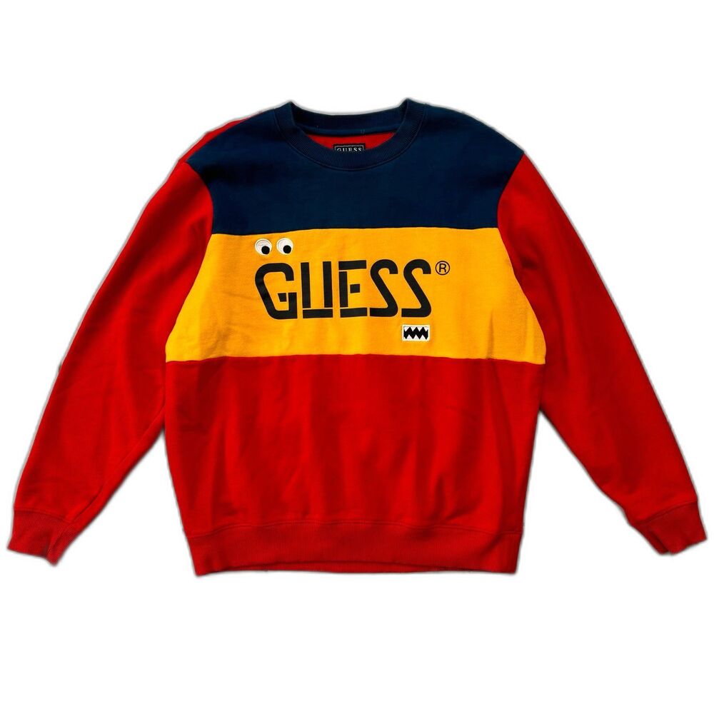GUESS x J Balvin Vibras Sweatshirt Navy Red Yellow Colorblock Large